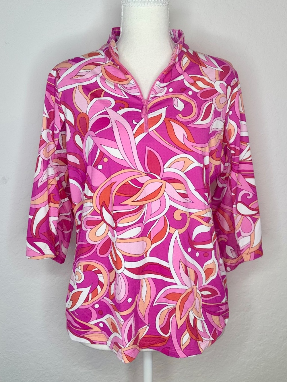 IBKUL Quarter-Zip Golf Polo UPF 50+ UV Sun Protection, Size L